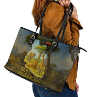 Angola Leather Tote Bag with Savannah Wildlife Design and African Animal - Wonder Print Shop