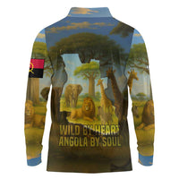 Angola Long Sleeve Polo Shirt with Savannah Wildlife Design and African Animal - Wonder Print Shop