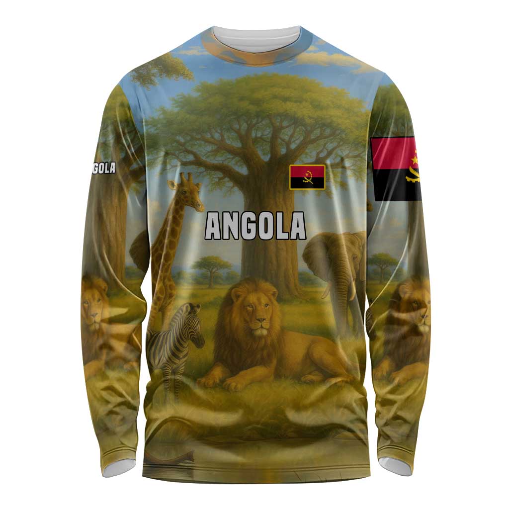 Angola Long Sleeve Shirt with Savannah Wildlife Design and African Animal - Wonder Print Shop