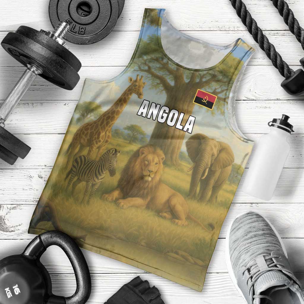 Angola Men Tank Top with Savannah Wildlife Design and African Animal - Wonder Print Shop