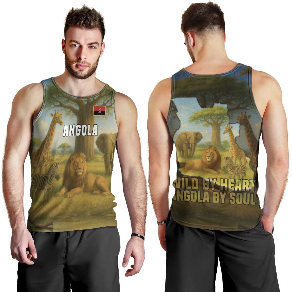 Angola Men Tank Top with Savannah Wildlife Design and African Animal - Wonder Print Shop
