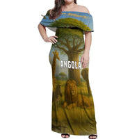 Angola Off Shoulder Maxi Dress with Savannah Wildlife Design and African Animal - Wonder Print Shop