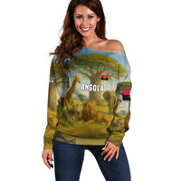 Angola Off Shoulder Sweater with Savannah Wildlife Design and African Animal - Wonder Print Shop