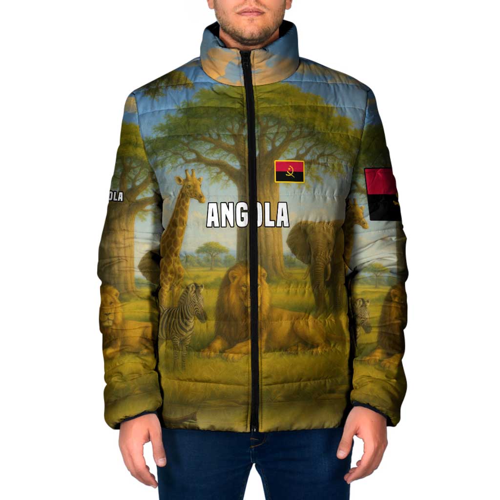 Angola Padded Jacket with Savannah Wildlife Design and African Animal - Wonder Print Shop
