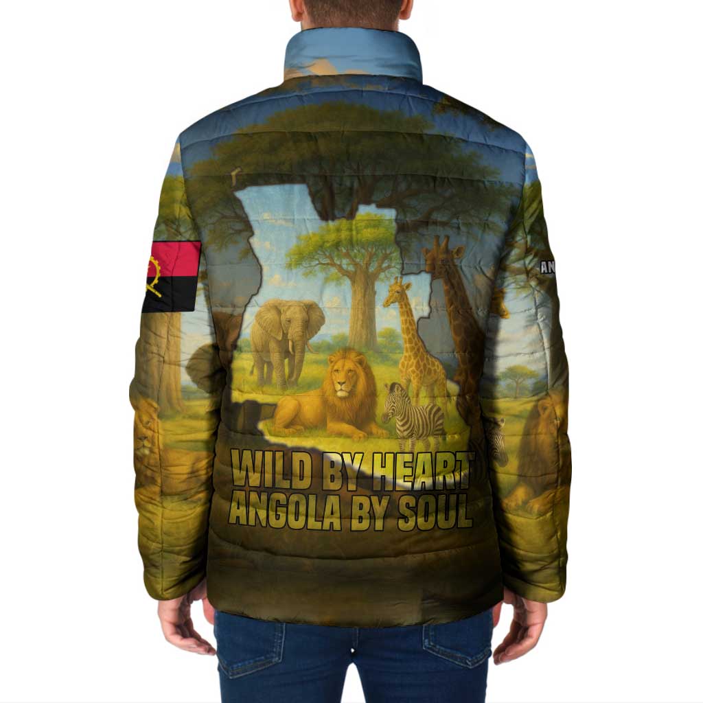 Angola Padded Jacket with Savannah Wildlife Design and African Animal - Wonder Print Shop