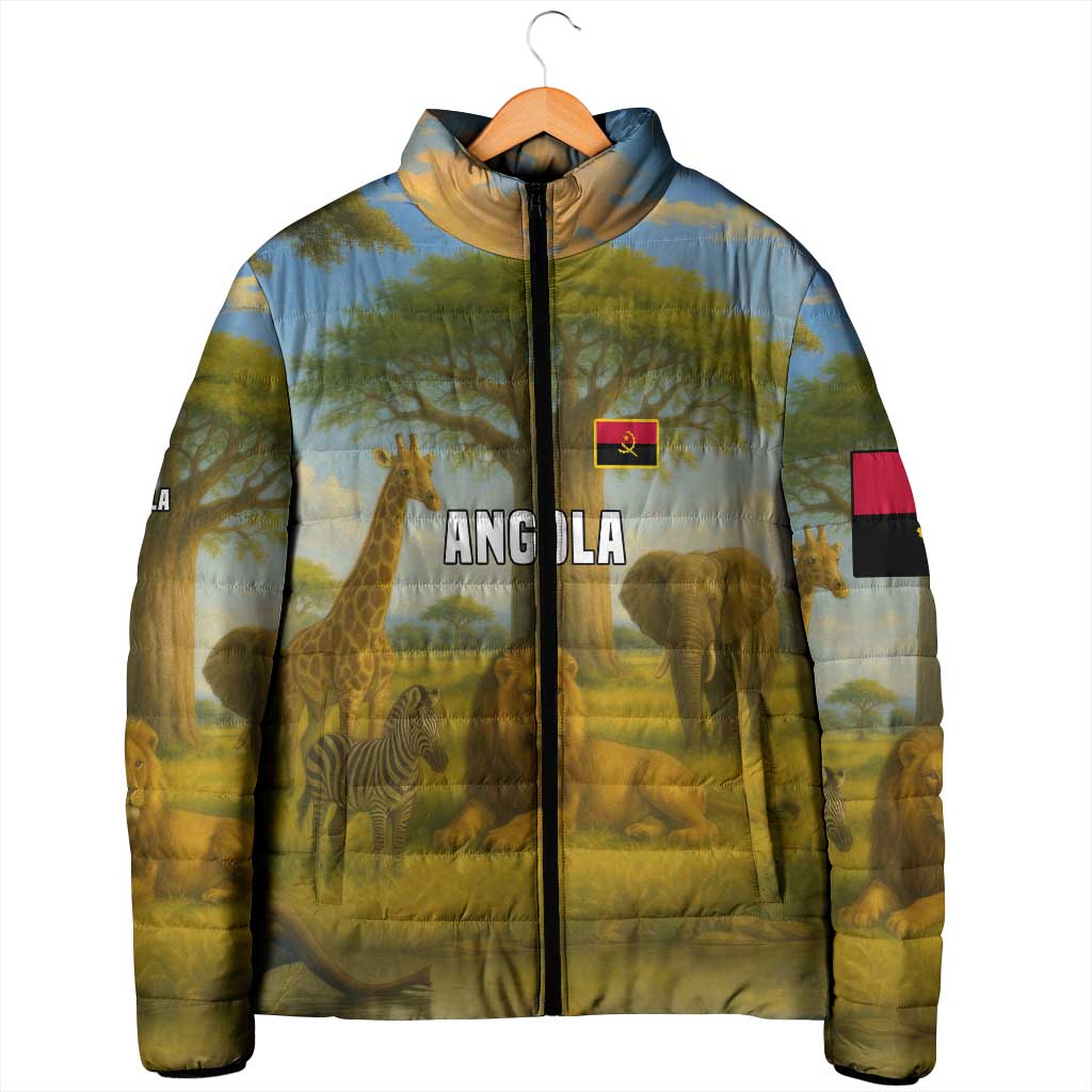 Angola Padded Jacket with Savannah Wildlife Design and African Animal - Wonder Print Shop