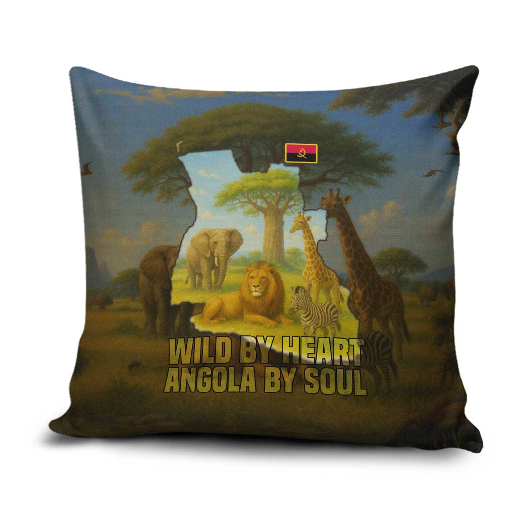 Angola Pillow Cover with Savannah Wildlife Design and African Animal - Wonder Print Shop