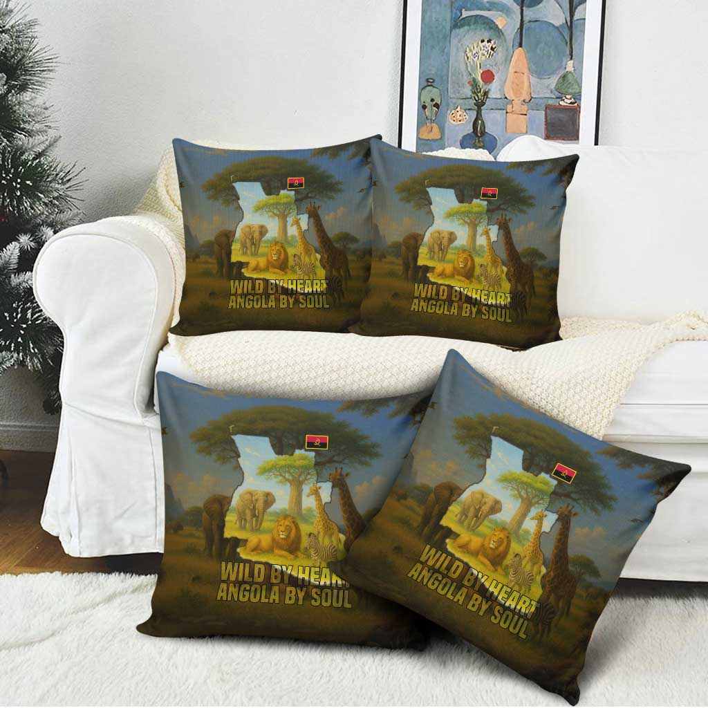 Angola Pillow Cover with Savannah Wildlife Design and African Animal - Wonder Print Shop
