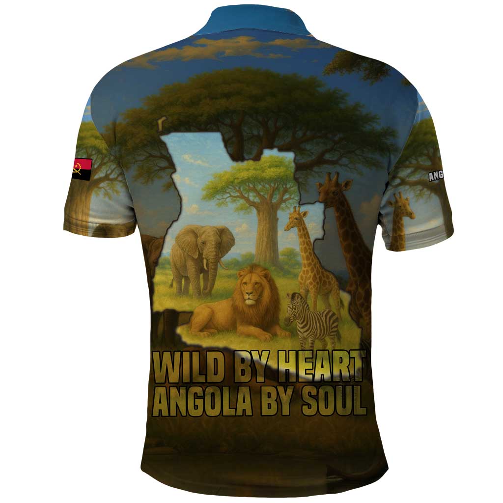 Angola Polo Shirt with Savannah Wildlife Design and African Animal - Wonder Print Shop