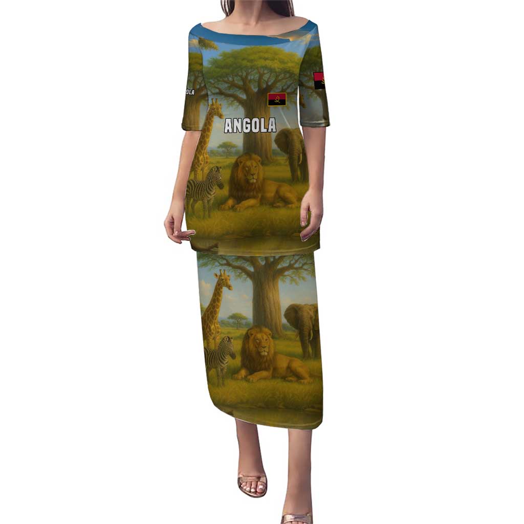 Angola Puletasi with Savannah Wildlife Design and African Animal - Wonder Print Shop