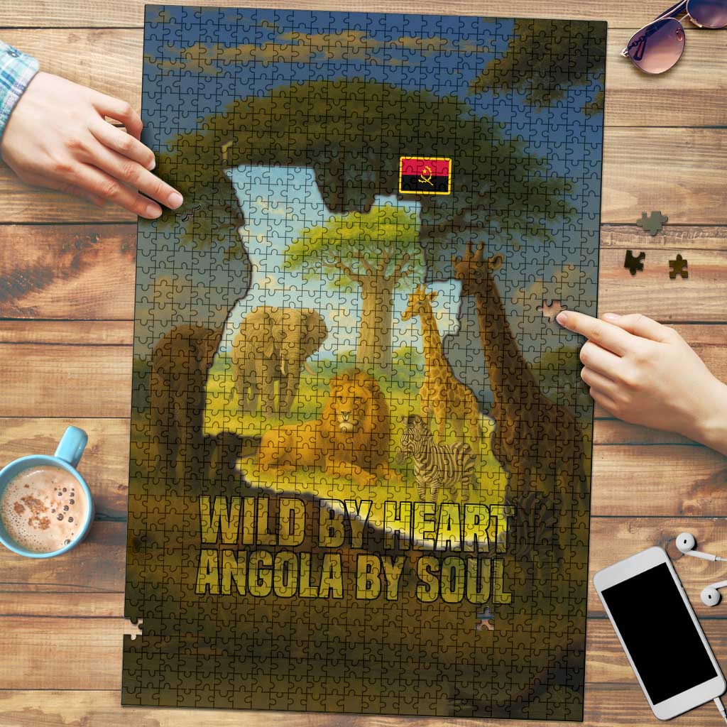Angola Puzzle with Savannah Wildlife Design and African Animal - Wonder Print Shop