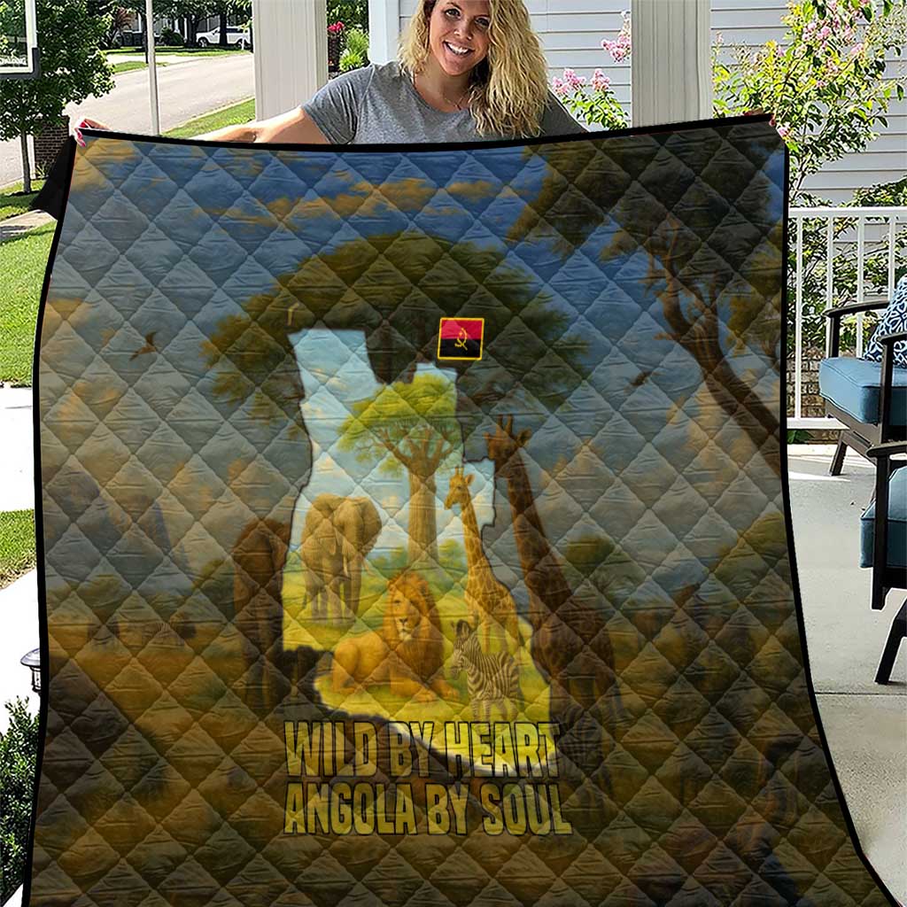 Angola Quilt with Savannah Wildlife Design and African Animal - Wonder Print Shop