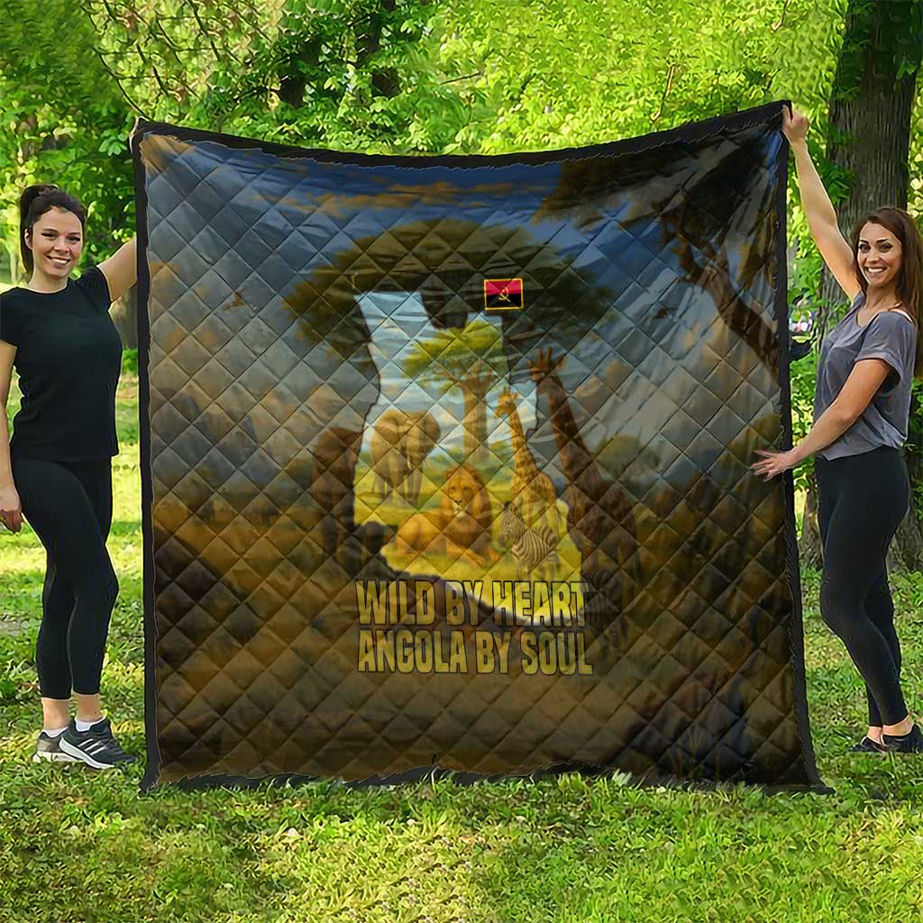 Angola Quilt with Savannah Wildlife Design and African Animal - Wonder Print Shop
