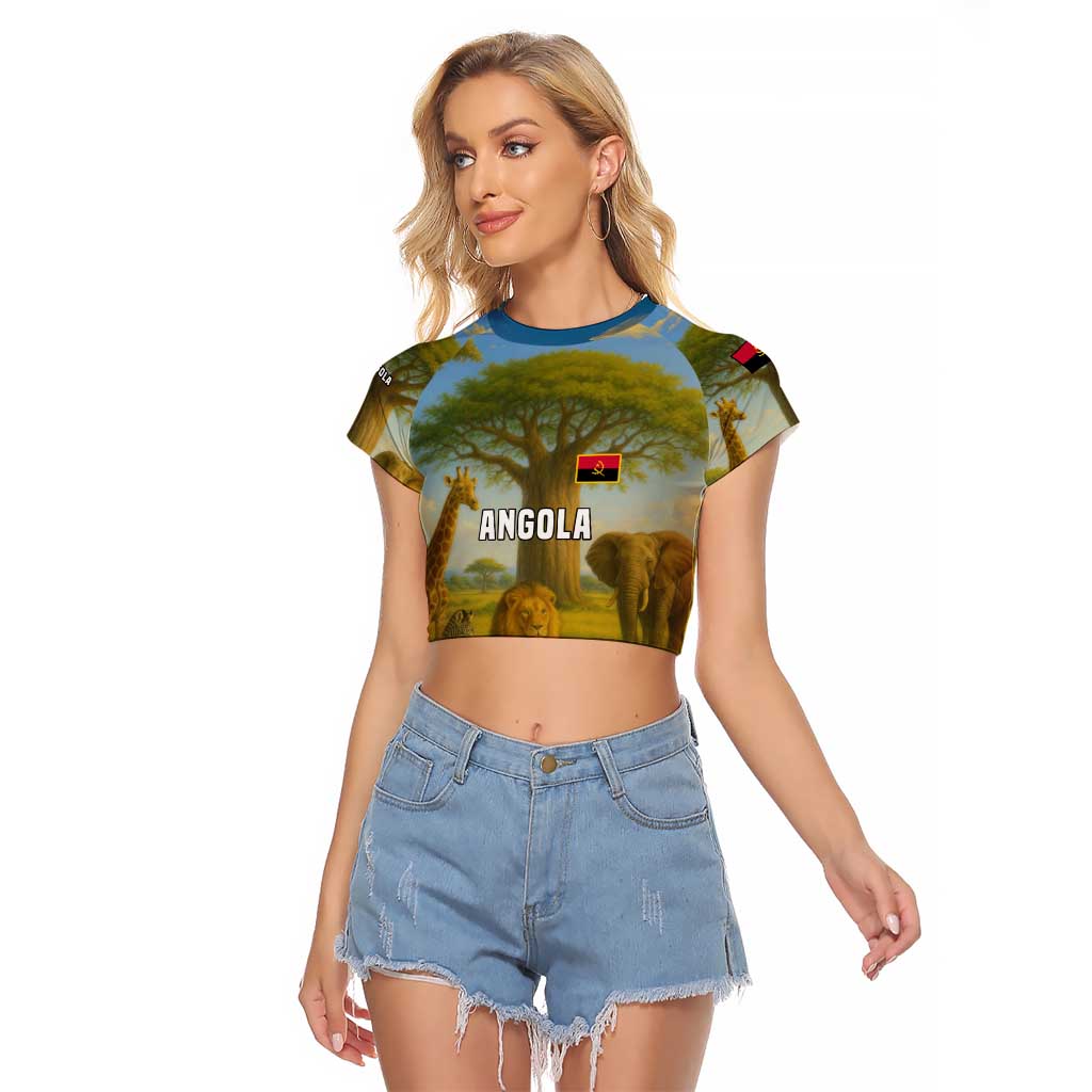 Angola Raglan Cropped T Shirt with Savannah Wildlife Design and African Animal - Wonder Print Shop
