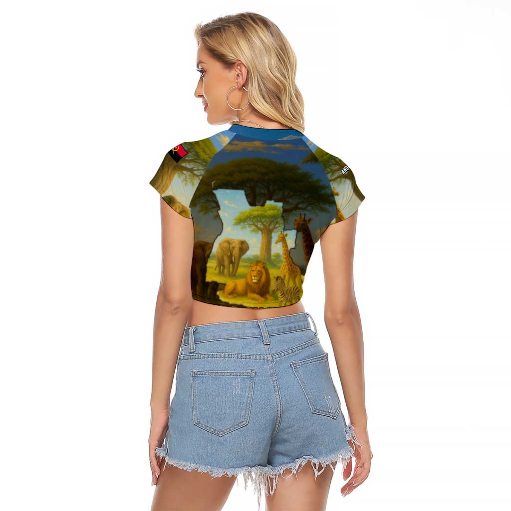 Angola Raglan Cropped T Shirt with Savannah Wildlife Design and African Animal - Wonder Print Shop