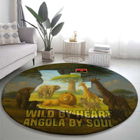 Angola Round Carpet with Savannah Wildlife Design and African Animal - Wonder Print Shop