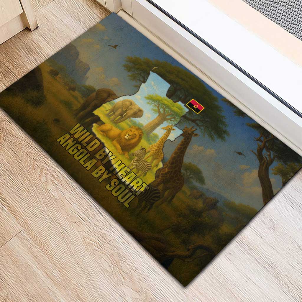 Angola Rubber Doormat with Savannah Wildlife Design and African Animal - Wonder Print Shop