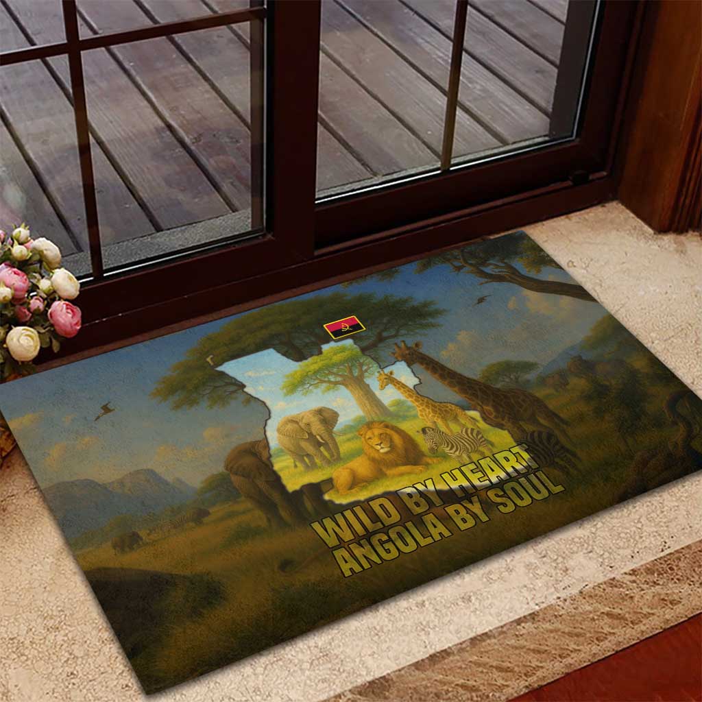 Angola Rubber Doormat with Savannah Wildlife Design and African Animal - Wonder Print Shop