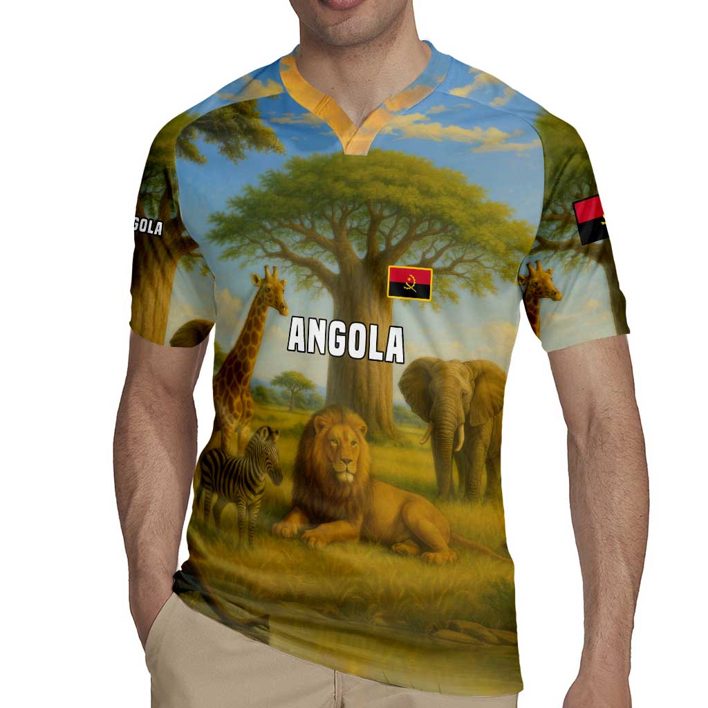 Angola Rugby Jersey with Savannah Wildlife Design and African Animal - Wonder Print Shop