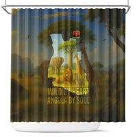 Angola Shower Curtain with Savannah Wildlife Design and African Animal - Wonder Print Shop