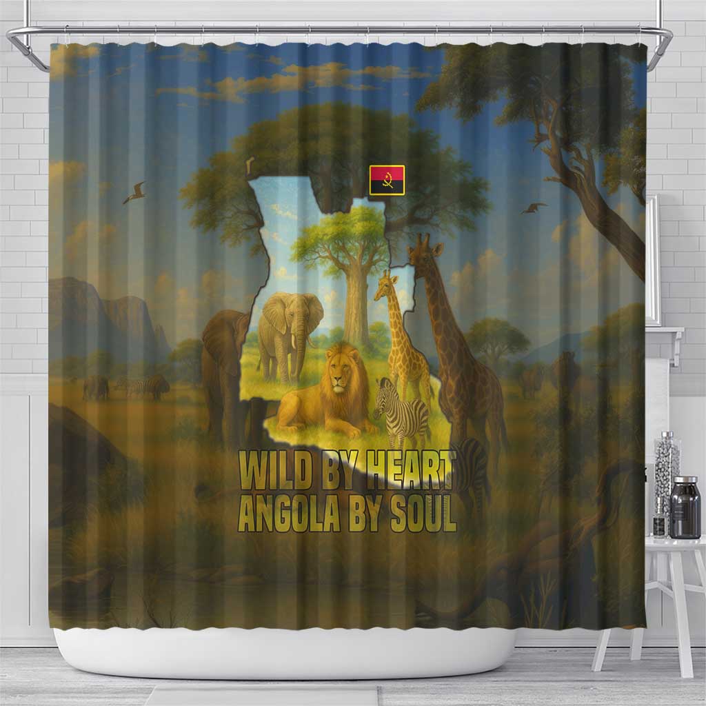 Angola Shower Curtain with Savannah Wildlife Design and African Animal - Wonder Print Shop