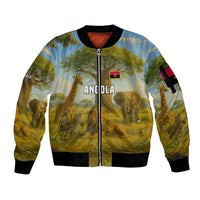 Angola Sleeve Zip Bomber Jacket with Savannah Wildlife Design and African Animal - Wonder Print Shop