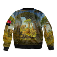 Angola Sleeve Zip Bomber Jacket with Savannah Wildlife Design and African Animal - Wonder Print Shop