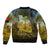 Angola Sleeve Zip Bomber Jacket with Savannah Wildlife Design and African Animal - Wonder Print Shop