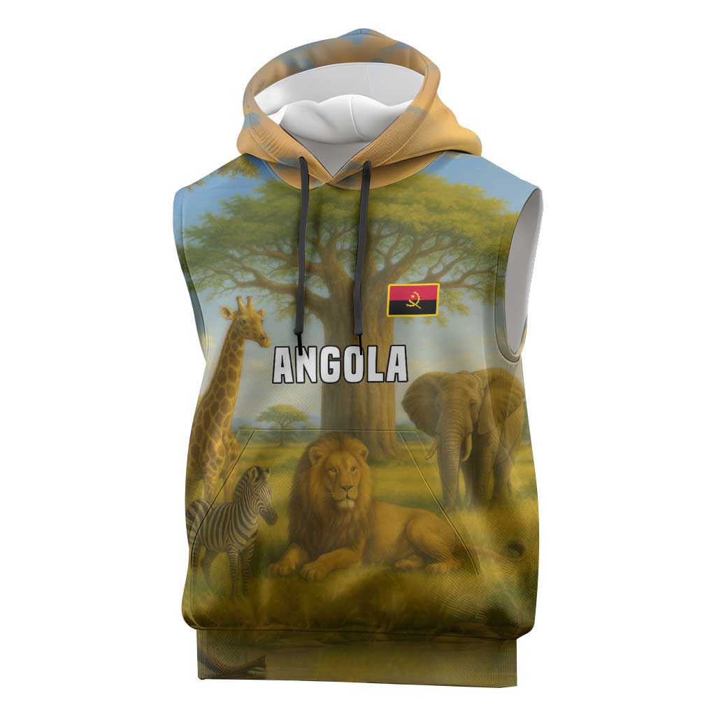 Angola Sleeveless Hoodie with Savannah Wildlife Design and African Animal - Wonder Print Shop