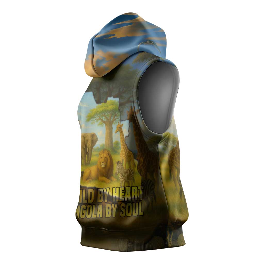 Angola Sleeveless Hoodie with Savannah Wildlife Design and African Animal - Wonder Print Shop