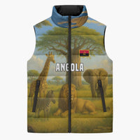 Angola Sleeveless Puffer Jacket with Savannah Wildlife Design and African Animal - Wonder Print Shop