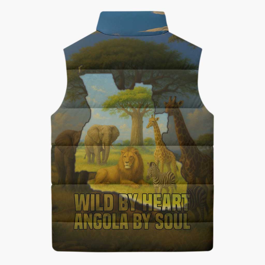 Angola Sleeveless Puffer Jacket with Savannah Wildlife Design and African Animal - Wonder Print Shop
