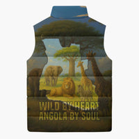 Angola Sleeveless Puffer Jacket with Savannah Wildlife Design and African Animal - Wonder Print Shop
