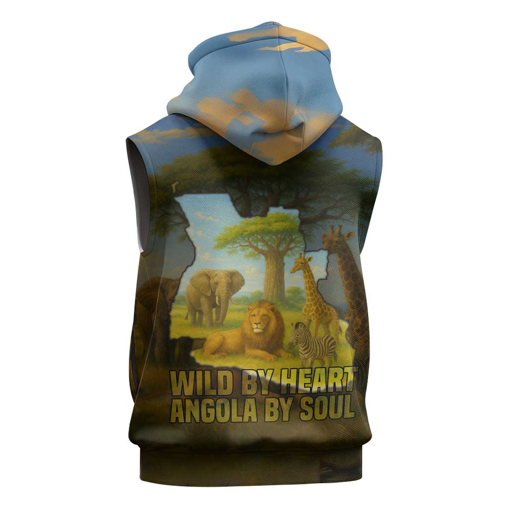 Angola Sleeveless Zip Hoodie with Savannah Wildlife Design and African Animal - Wonder Print Shop