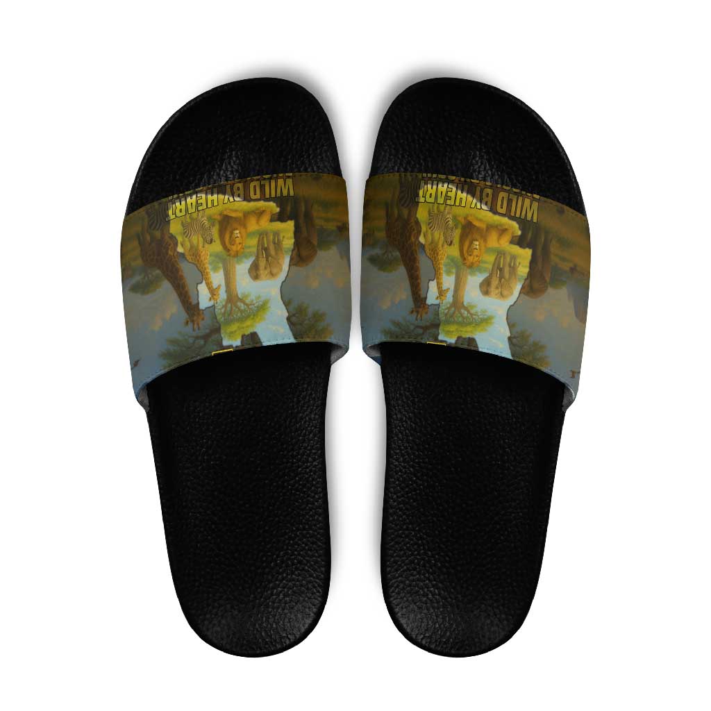 Angola Slide Sandals with Savannah Wildlife Design and African Animal - Wonder Print Shop