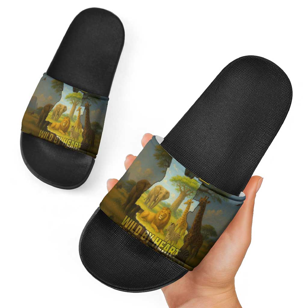 Angola Slide Sandals with Savannah Wildlife Design and African Animal - Wonder Print Shop