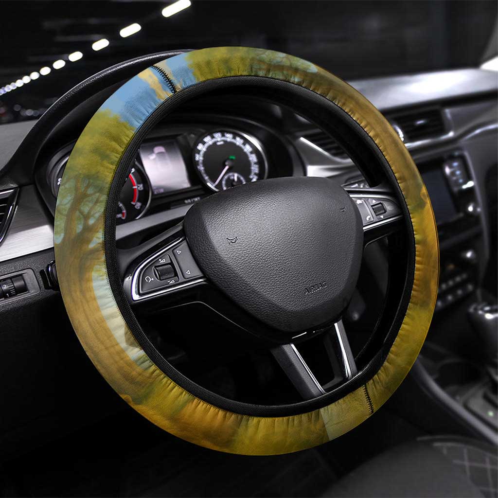 Angola Steering Wheel Cover with Savannah Wildlife Design and African Animal - Wonder Print Shop