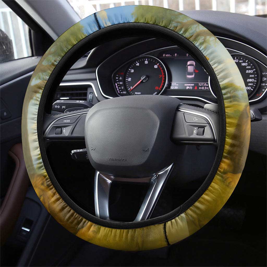 Angola Steering Wheel Cover with Savannah Wildlife Design and African Animal - Wonder Print Shop