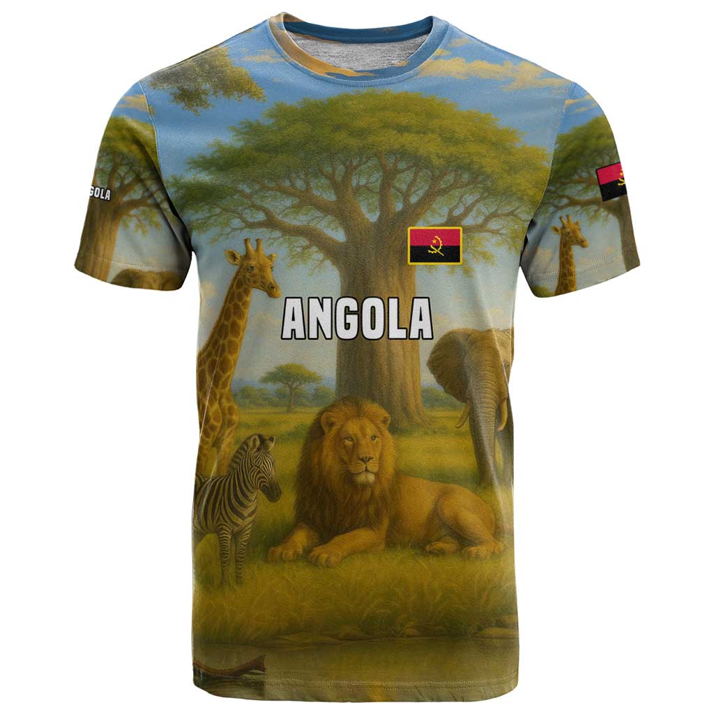Angola T Shirt with Savannah Wildlife Design and African Animal - Wonder Print Shop
