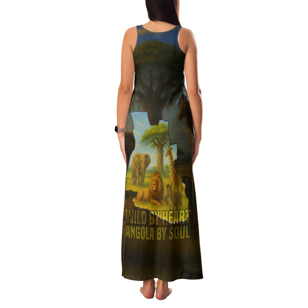 Angola Tank Maxi Dress with Savannah Wildlife Design and African Animal - Wonder Print Shop