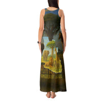Angola Tank Maxi Dress with Savannah Wildlife Design and African Animal - Wonder Print Shop