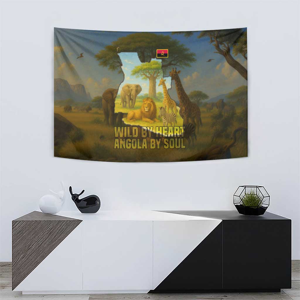 Angola Tapestry with Savannah Wildlife Design and African Animal - Wonder Print Shop
