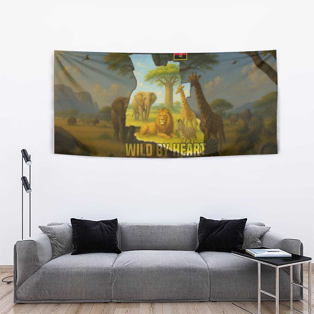 Angola Tapestry with Savannah Wildlife Design and African Animal - Wonder Print Shop