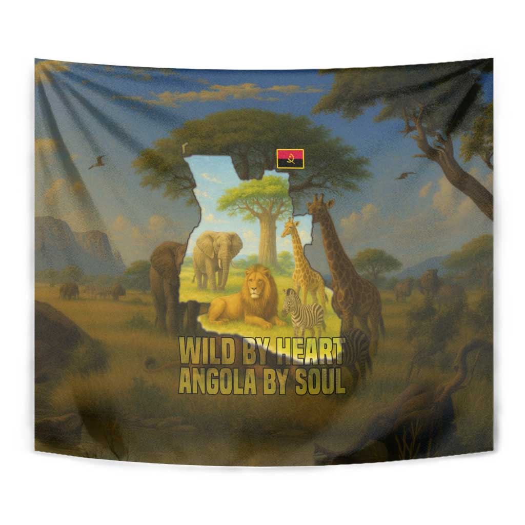 Angola Tapestry with Savannah Wildlife Design and African Animal - Wonder Print Shop