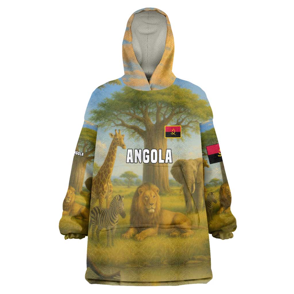 Angola Wearable Blanket Hoodie with Savannah Wildlife Design and African Animal - Wonder Print Shop