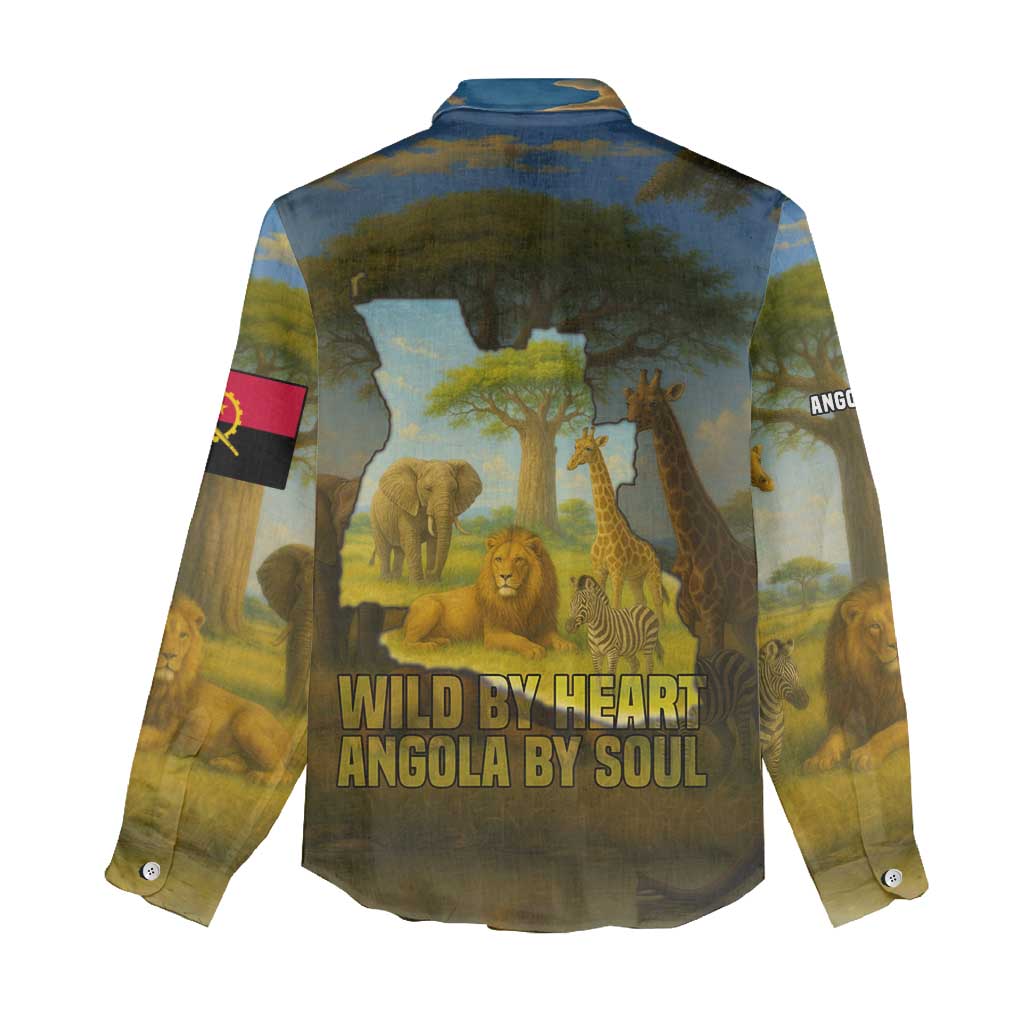Angola Women Casual Shirt with Savannah Wildlife Design and African Animal - Wonder Print Shop