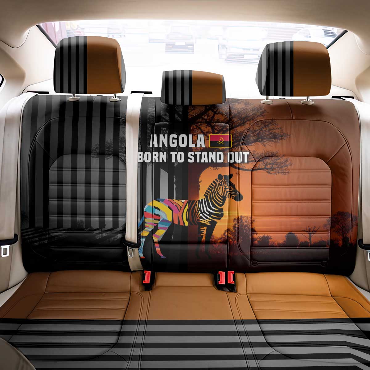 Angola Back Car Seat Cover with Sunset Zebra Design and African Nature - Wonder Print Shop