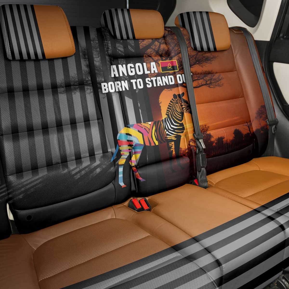 Angola Back Car Seat Cover with Sunset Zebra Design and African Nature - Wonder Print Shop