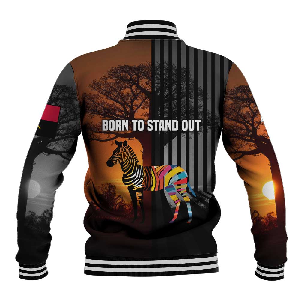 Angola Baseball Jacket with Sunset Zebra Design and African Nature - Wonder Print Shop
