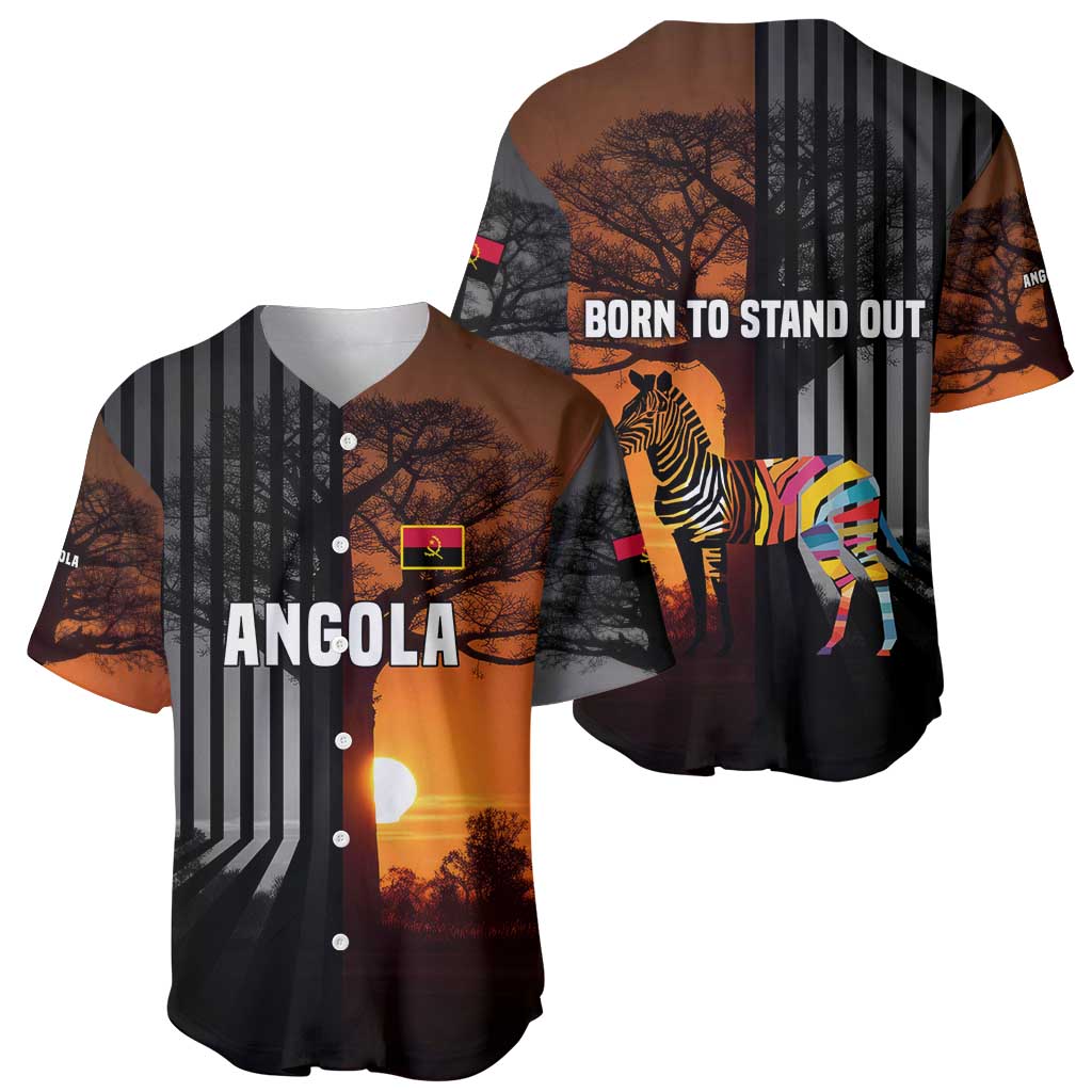 Angola Baseball Jersey with Sunset Zebra Design and African Nature - Wonder Print Shop
